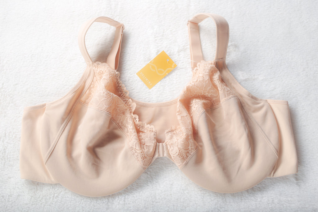 Delmira Front-Close Full Coverage Underwire Bra Beige 48D NEW