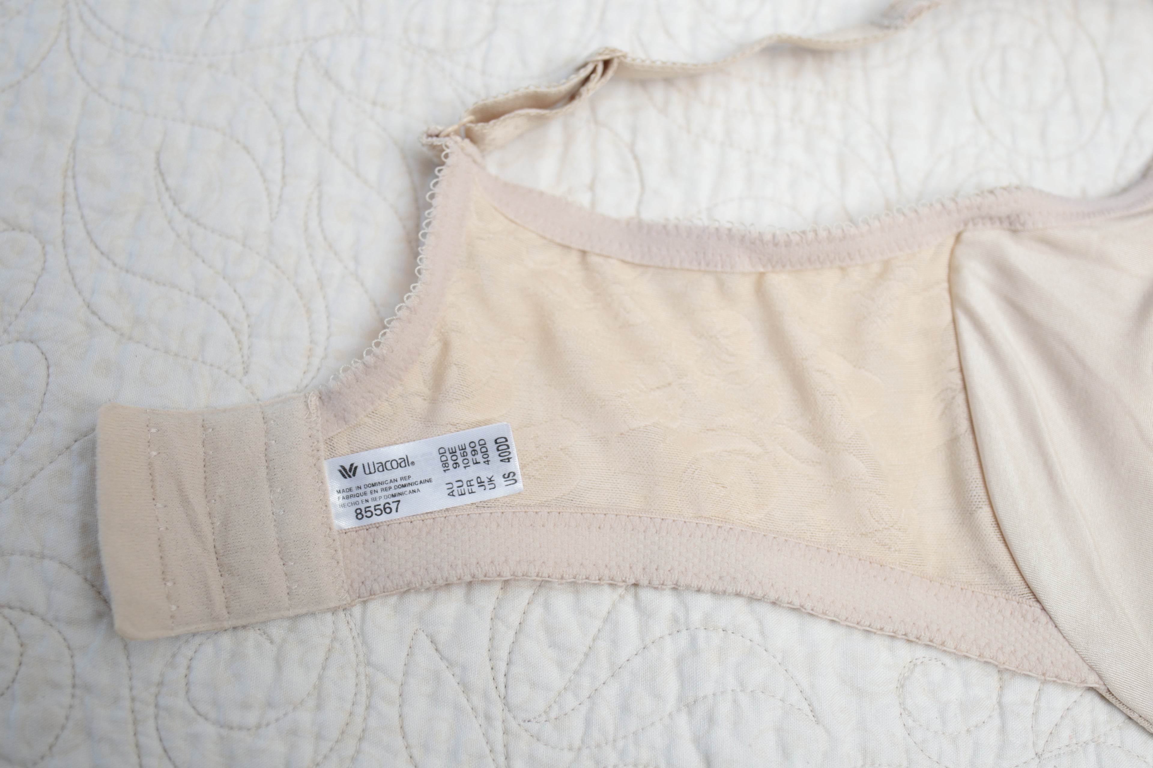 Wacoal 40DD Awareness 85567 Underwire Full Coverage Lined Bra Nude Beige Floral