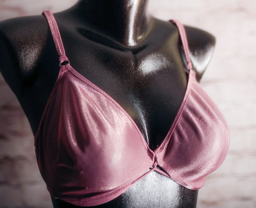 Loveable Vintage Unlined Shimmer Sheer Mesh Underwire Bra Purple 36D