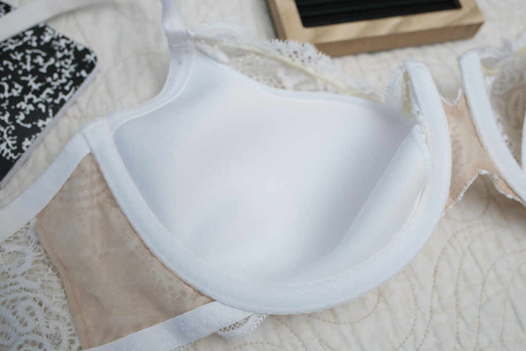 Victoria's Secret 38C Vintage Very Sexy Lined Lace Bra White Nude