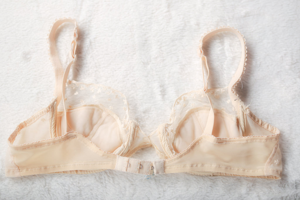 Simone Perele Vintage French Lightly Lined Lace Underwire Bra 36B 80B Beige