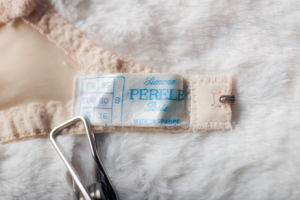 Simone Perele Vintage French Lightly Lined Lace Underwire Bra 36B 80B Beige