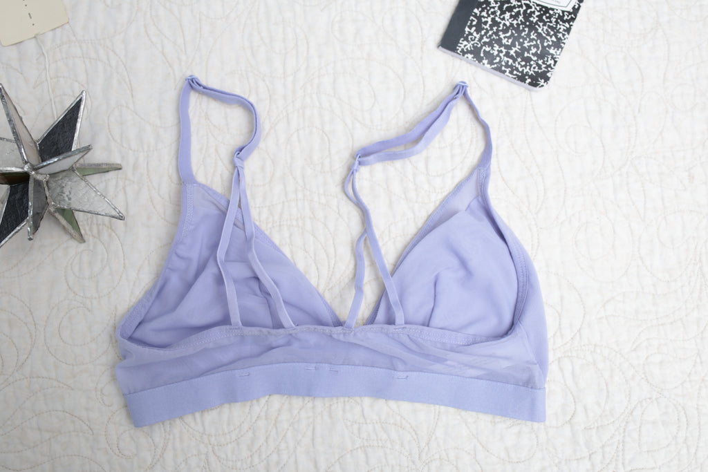 Auden Unlined Bralette Wireless Bra S AA-C Cup Lavender Sheer Lace