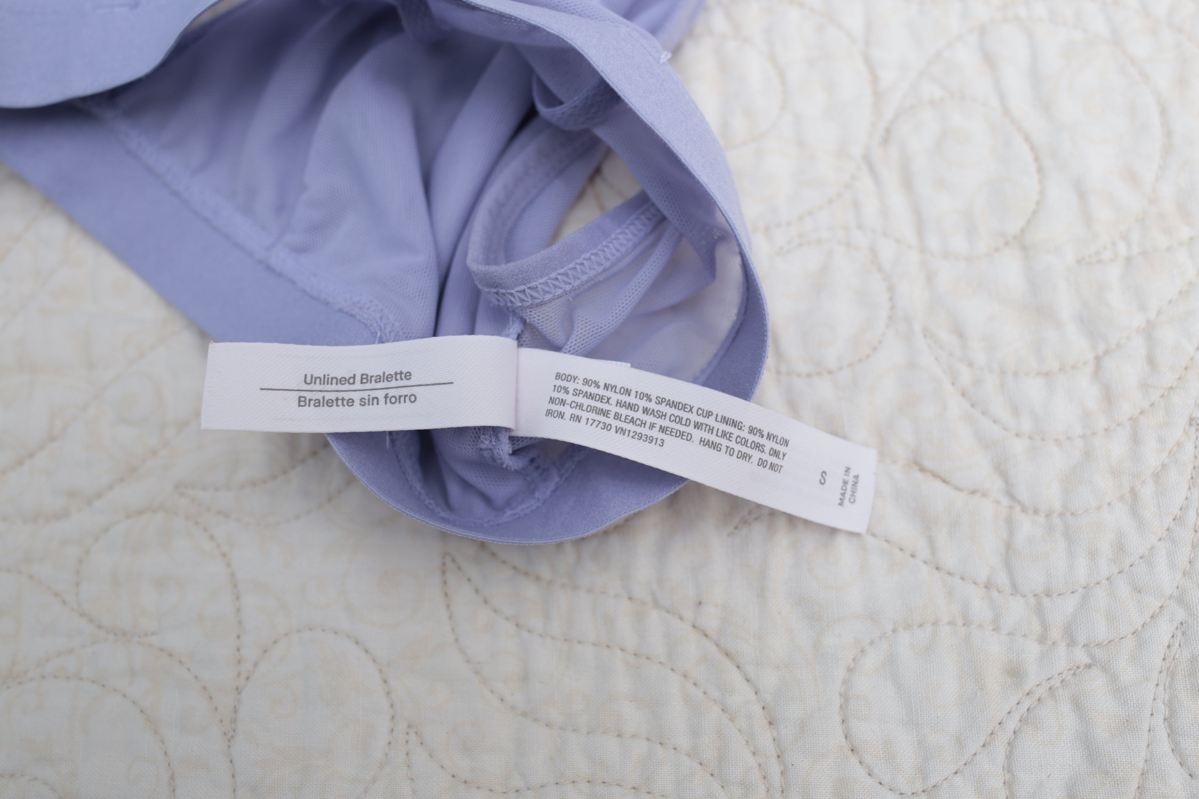 Auden Unlined Bralette Wireless Bra S AA-C Cup Lavender Sheer Lace