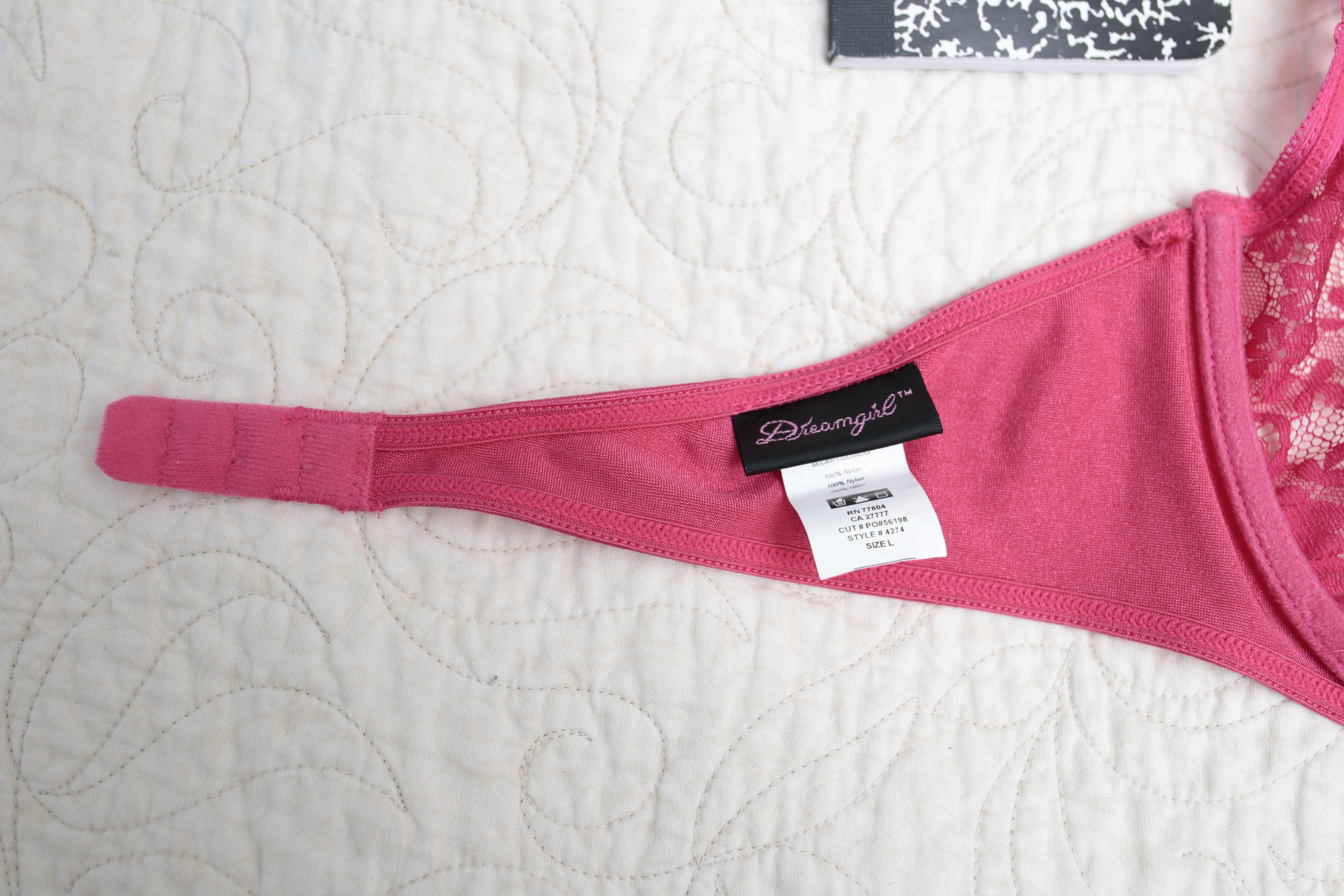 Dreamgirl Unlined Demi Underwire Halter Bra Large Hot Dark Pink Sheer Lace