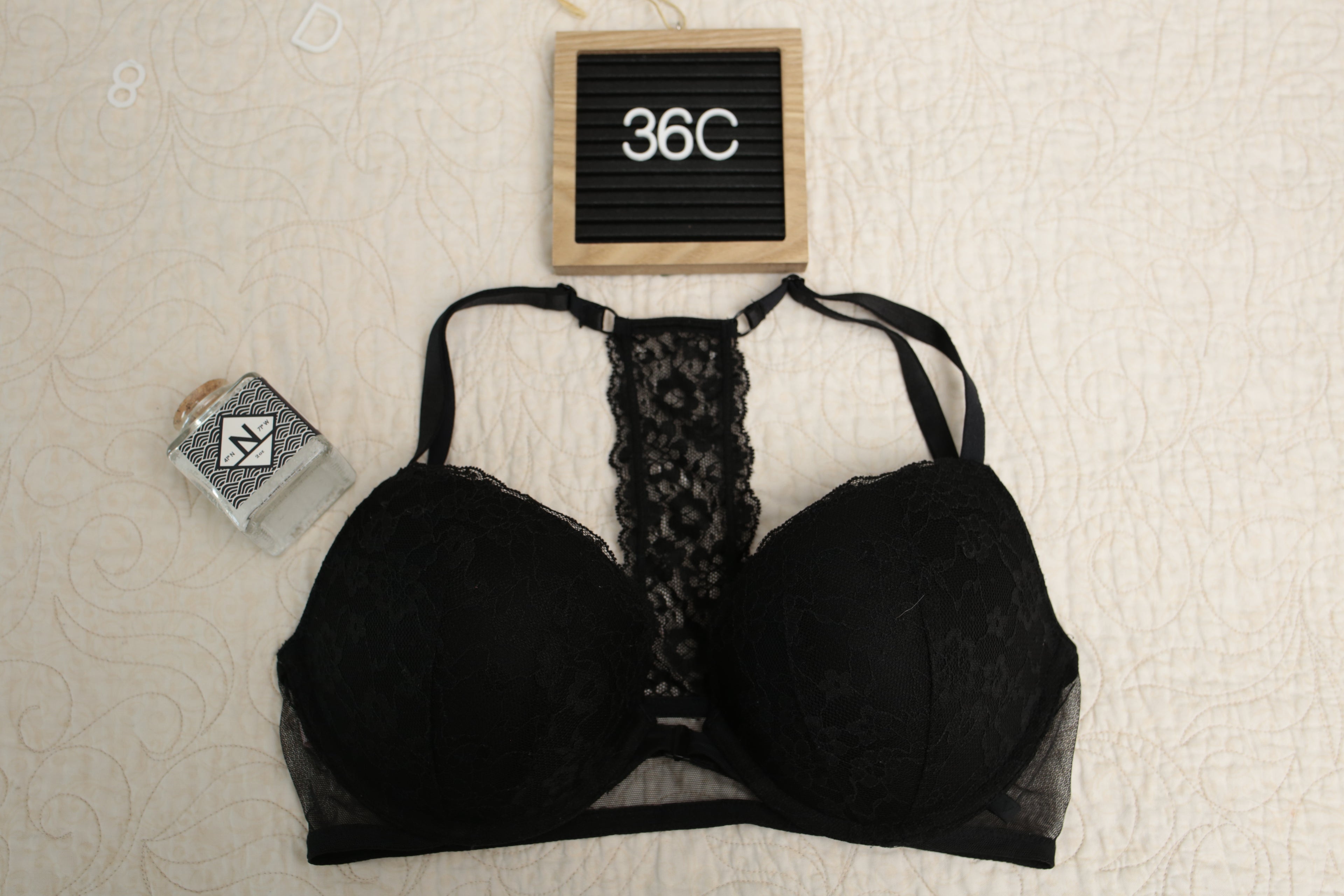 Victoria's Secret 36C Push-up Front Closure Racerback Bra Black Lace