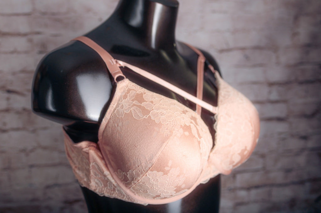 Torrid Curve 48C Push Up Plunge Molded Cage Strap Floral Satin Bra Pink NEW