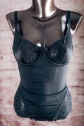 Victoria's Secret Vintage 90s Retro Satin Lace Teddy Bodysuit Lingerie Black 34B