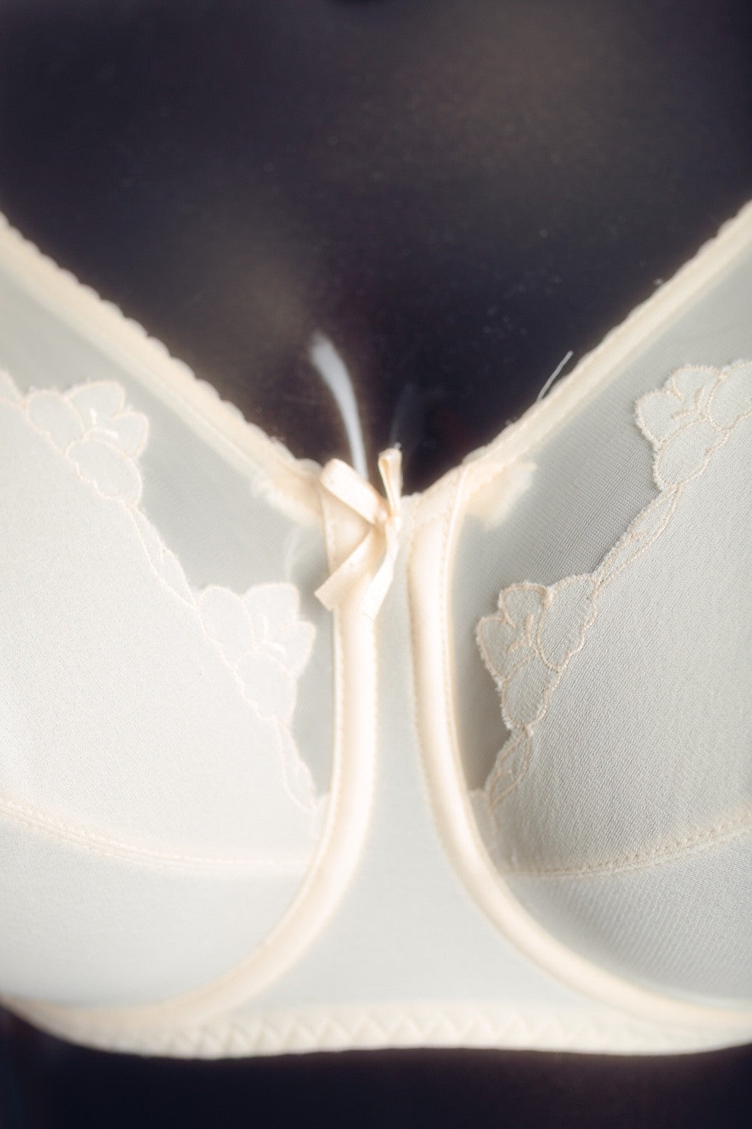 Bali 0180 Flower Retro Duckbill Unlined Satin Pointy Underwire Bra Ivory 36DD