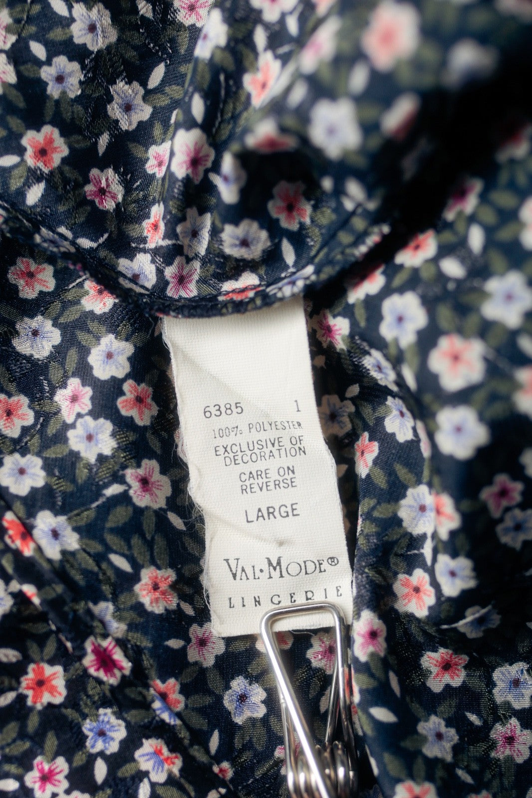 Val Mode Vintage Retro Pretty Dainty Floral Satin Cami Chemise Large Blue