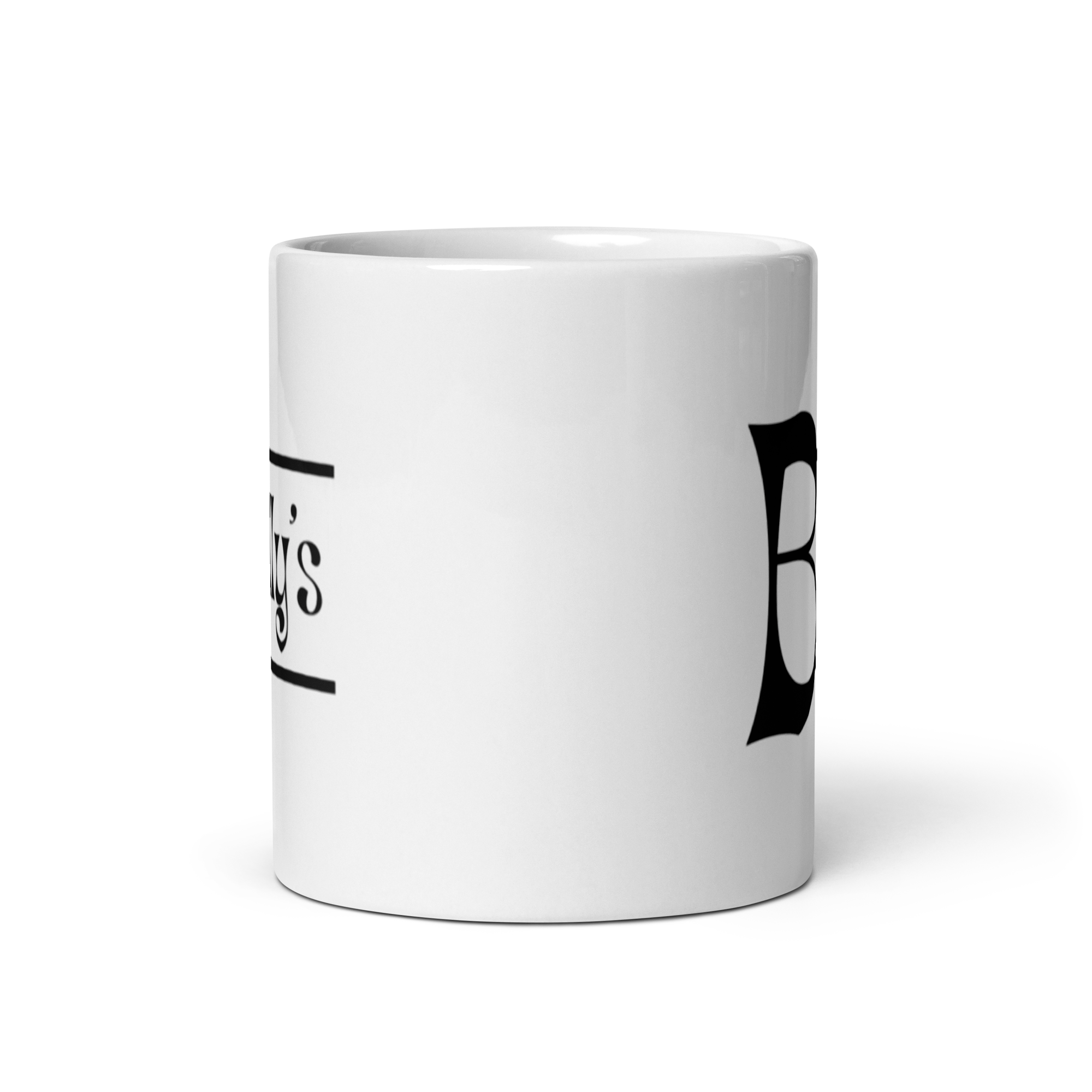 Billy's Bras White Mug w/ Double-sided Black Logo