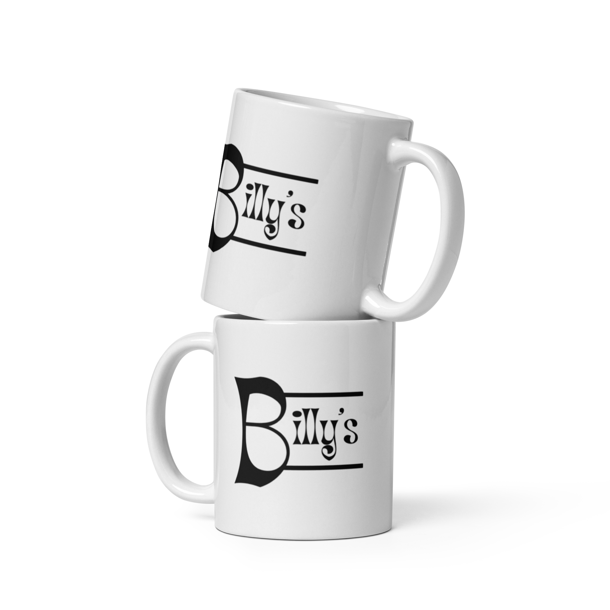 Billy's Bras White Mug w/ Double-sided Black Logo