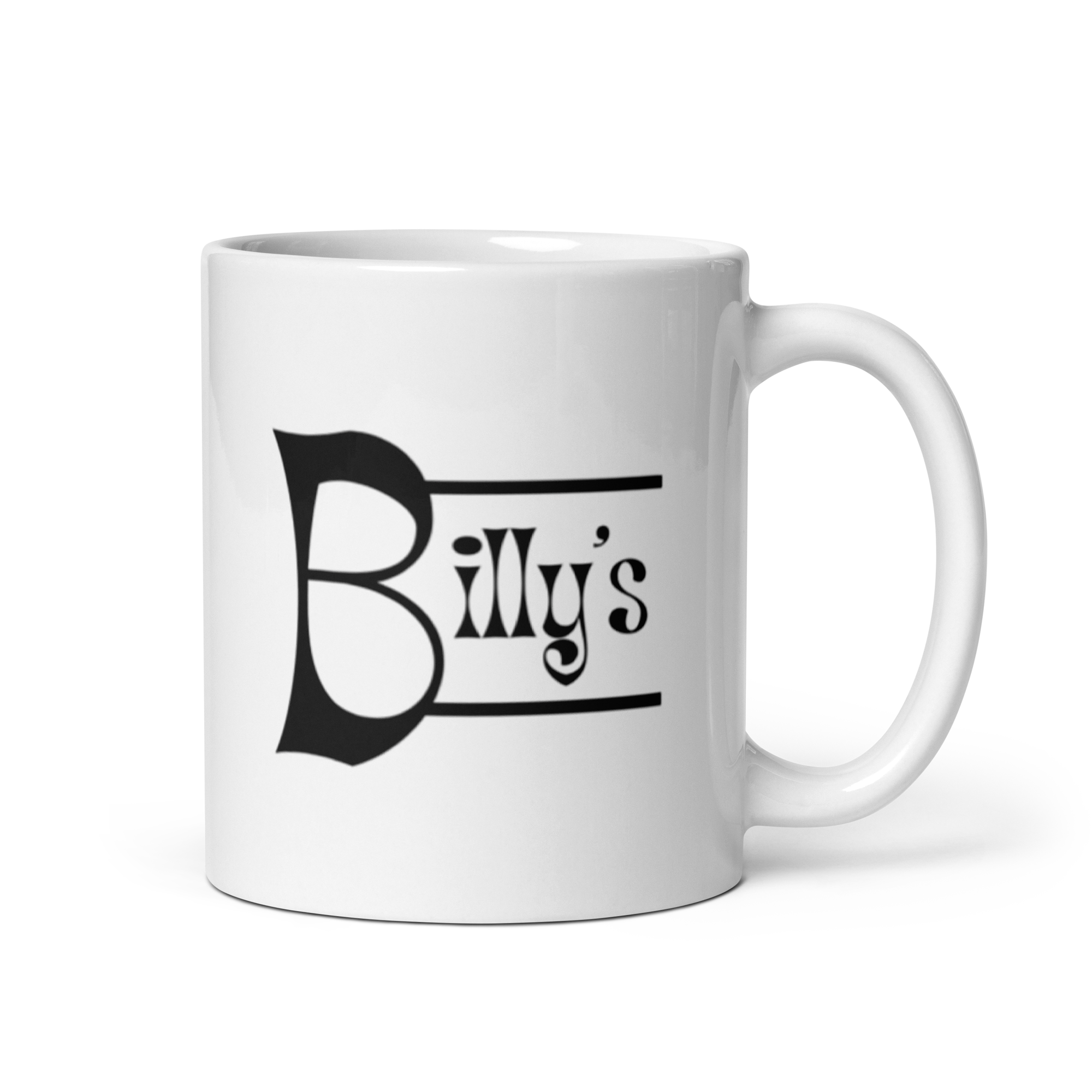 Billy's Bras White Mug w/ Double-sided Black Logo