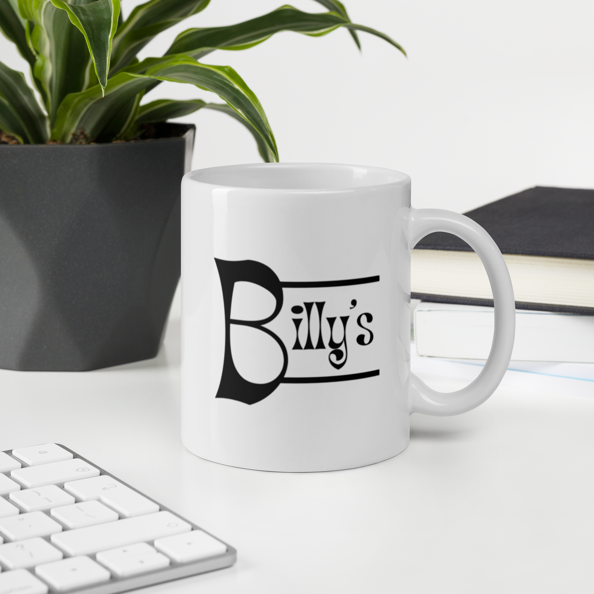 Billy's Bras White Mug w/ Double-sided Black Logo